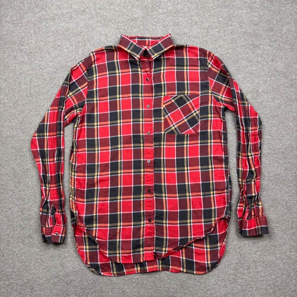 Ralph Lauren Button Up Shirt Women's Size M Red Long Sleeve Flannel Denim Supply